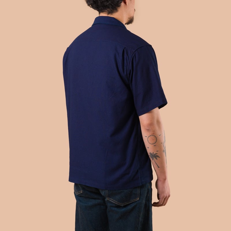 Image Flâneurs FOB FACTORY / F3500 Indigo Sashiko Holiday Shirt de dos