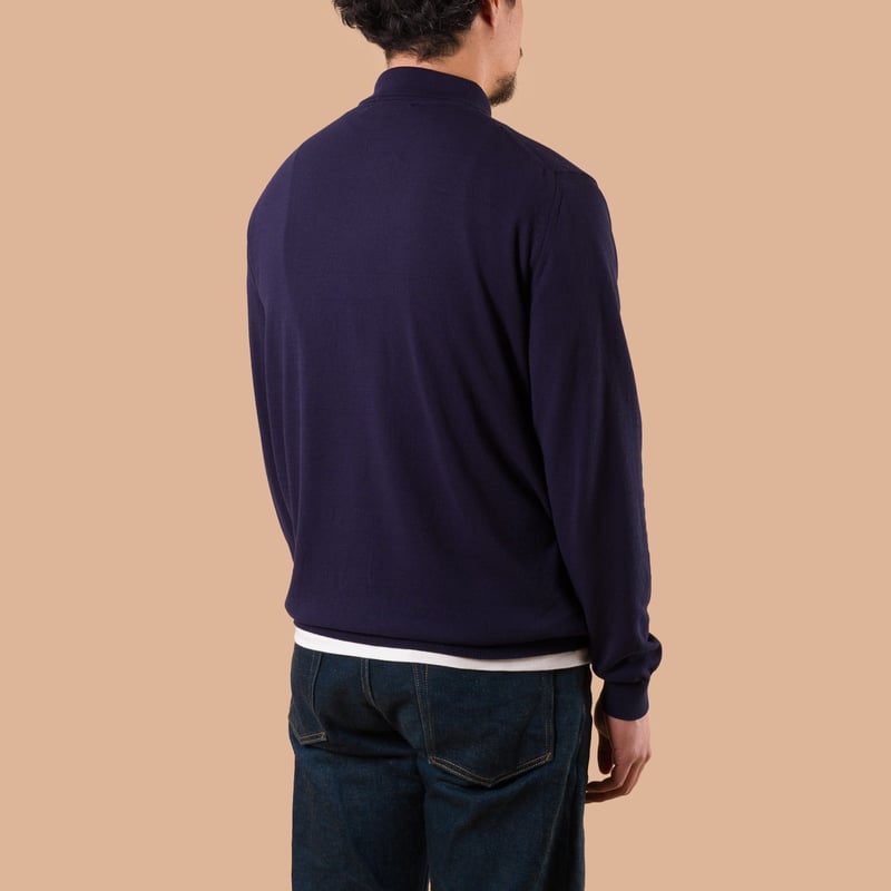 image flâneurs Pull Mooncastle  Ice Cotton Manches Longues Navy de dos