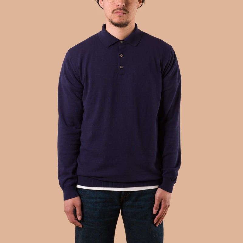 image flâneurs Pull Mooncastle  Ice Cotton Manches Longues Navy de face