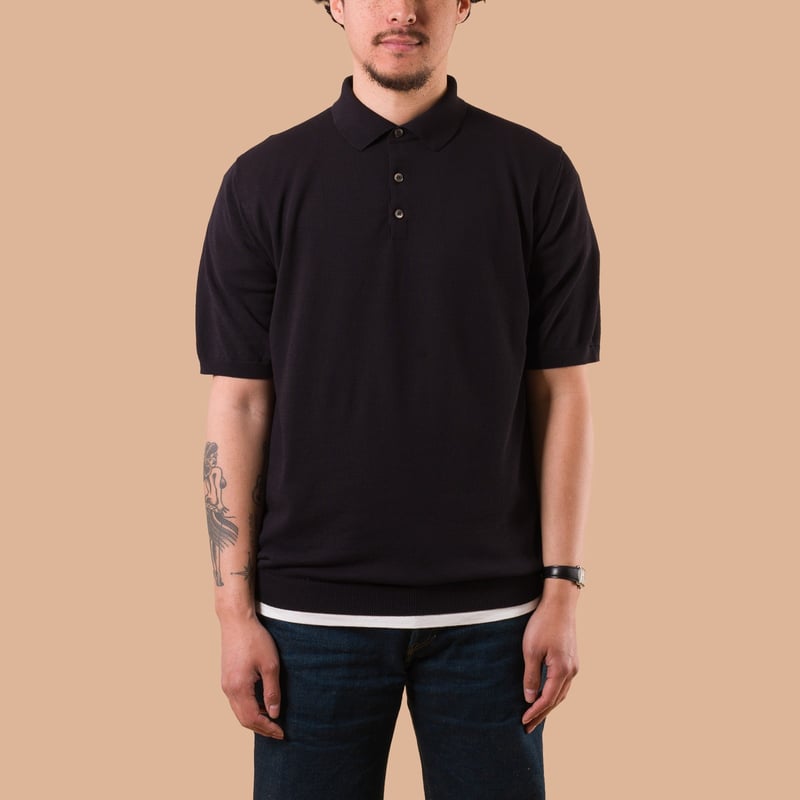 Image_Flâneurs_MOONCASTLE / Polo Ice Cotton Manches Courtes Black de face