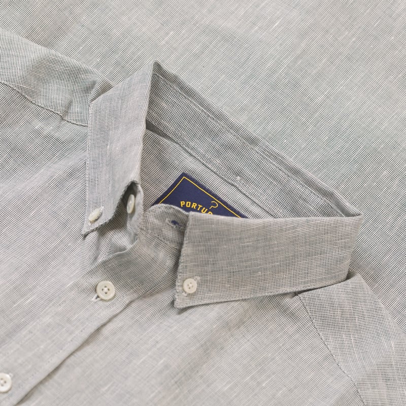 Image-Flâneurs PORTUGUESE FLANNEL / Granular Shirt Green détail col