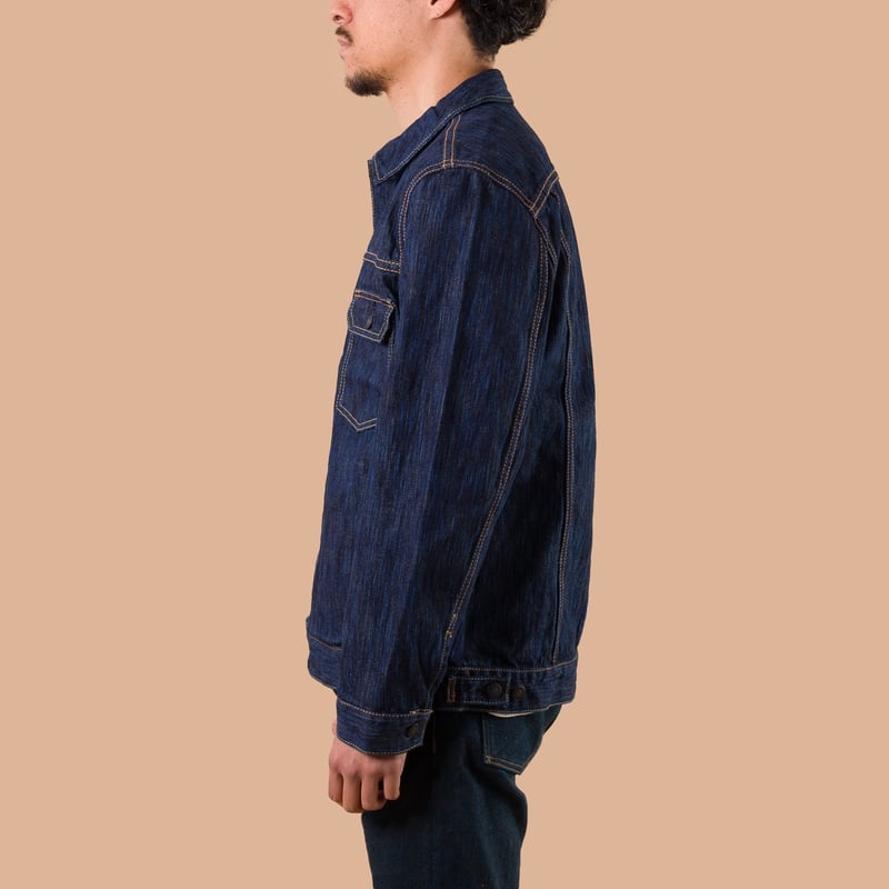 image flâneurs PURE BLUE JAPAN / Waterfall Type II Selvedge Denim Jacket Dark Indigo de profil