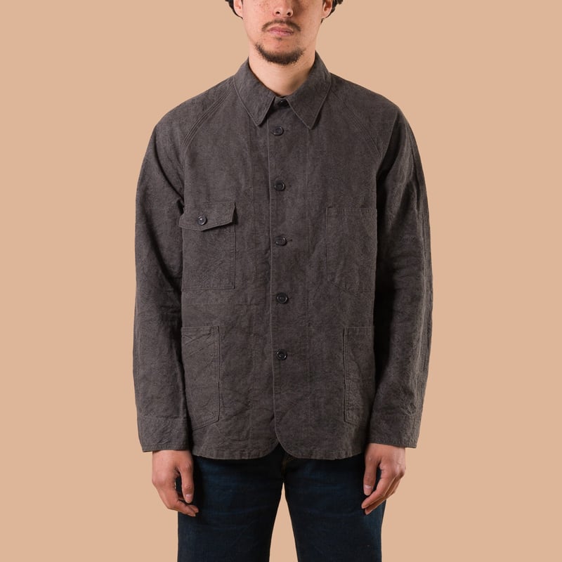 image flâneurs SEUVAS / Washi Raglan Coverall Jacket Dark Charcoal de face