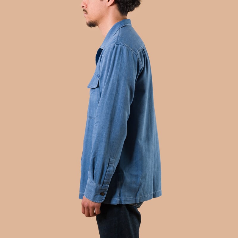 Attendant Shirt Washed Indigo Recycled Herringbone