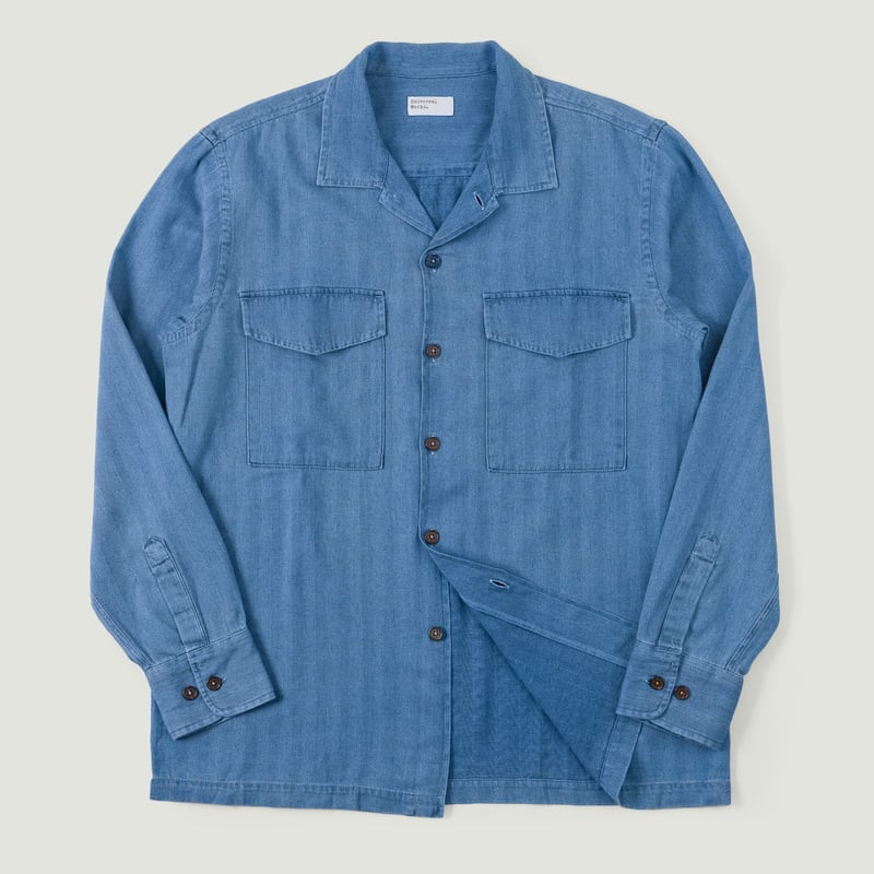 Attendant Shirt Washed Indigo Recycled Herringbone