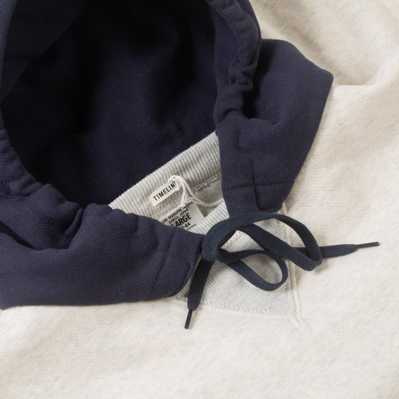 détail capuche flaneurs xx development sweat capuche épais double layer silverado and navy (2)