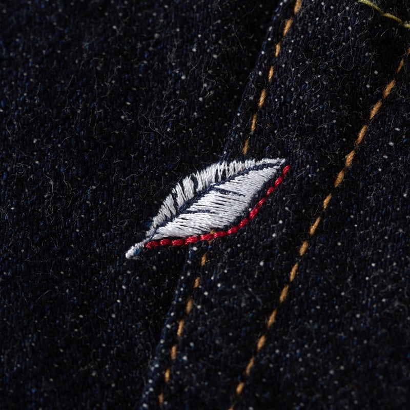 détail embrodery flaneurs Pure Blue Japan XX-002 jeans 14oz Selvedge Denim Piped Straight (3)