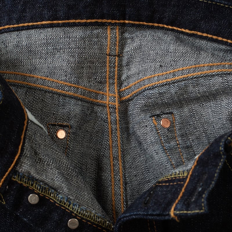 détail inside flaneurs Pure Blue Japan XX-002 jeans 14oz Selvedge Denim Piped Straight (5)