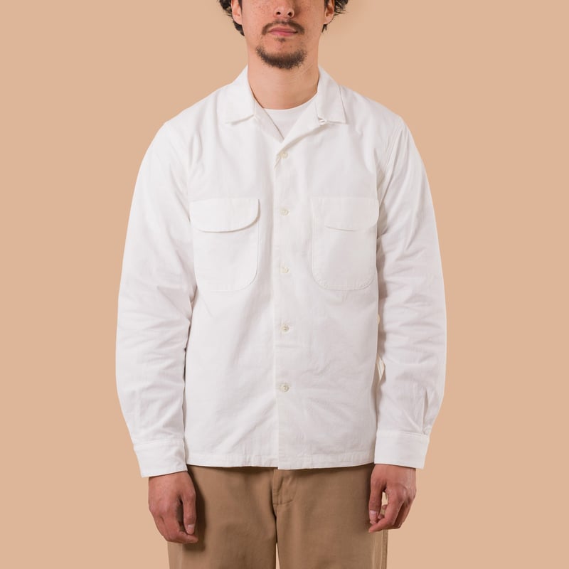 F3514 Open Collar Shirt White
