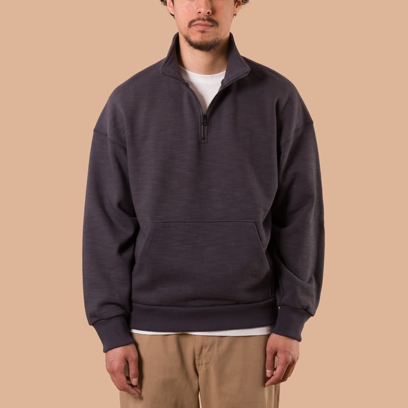 image flaneurs JACKMAN  GG Sweat Half-Zip charcoal de face