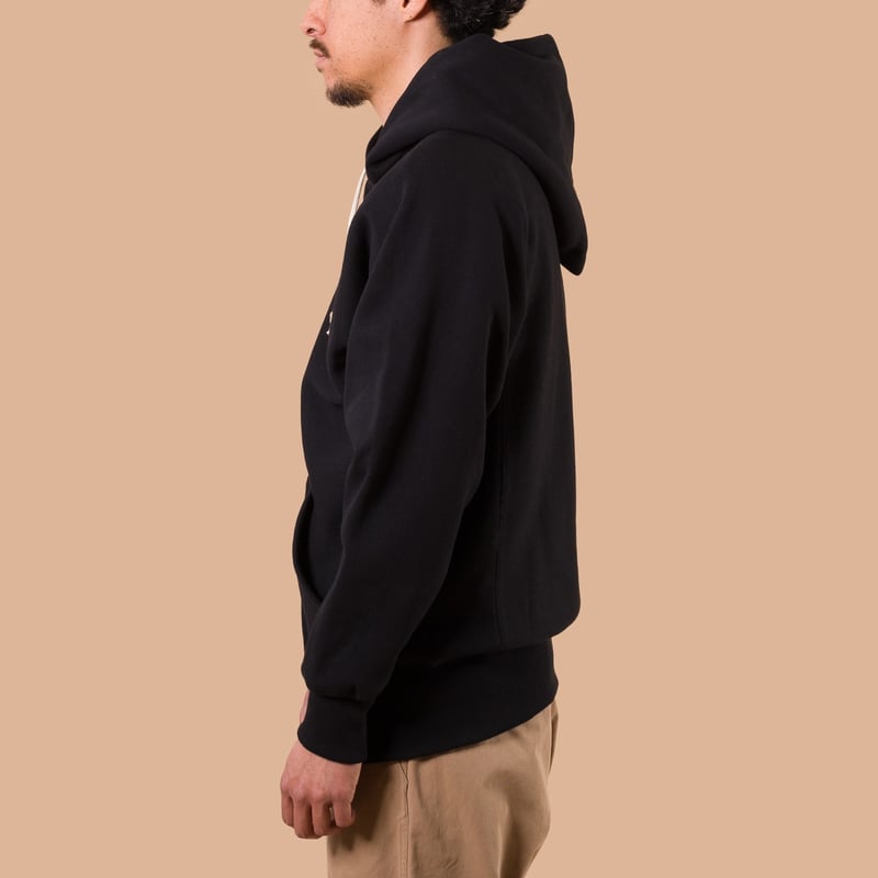 image flaneurs WAREHOUSE & COW Lot. 487 Zip Hooded Sweatshirt Black de profil