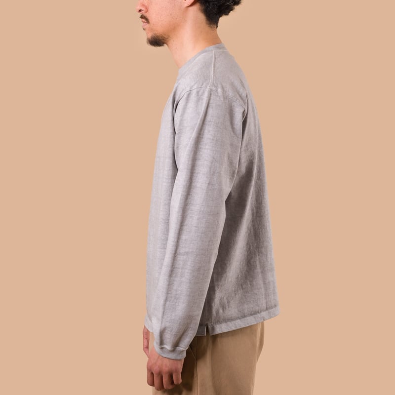 Image-Flâneurs_GOOD ON / L/S Heavy Crew Tee p-ash de profil