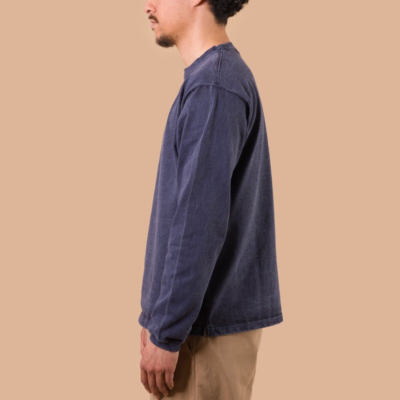 Image-Flâneurs_GOOD ON / L/S Heavy Crew Tee p-navy de profil