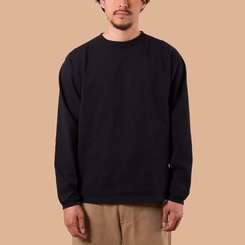 Image-Flâneurs_GOOD ON / L/S Heavy Crew Tee Black face