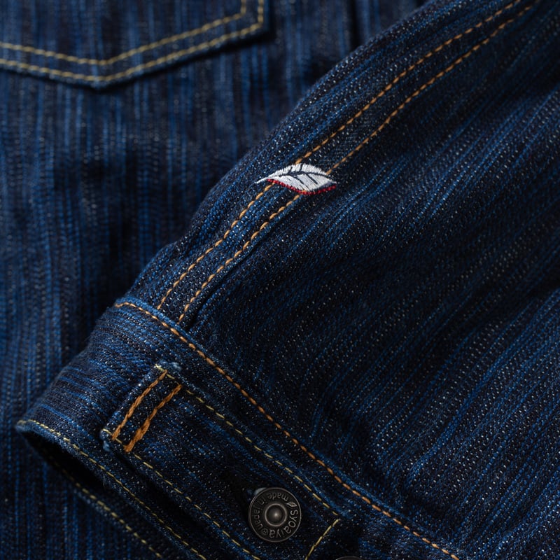 Pure Ble Japan flaneurs embrodery Waterfall Type II 14.5oz Selvedge Denim Jacket Dark Indigo (8)