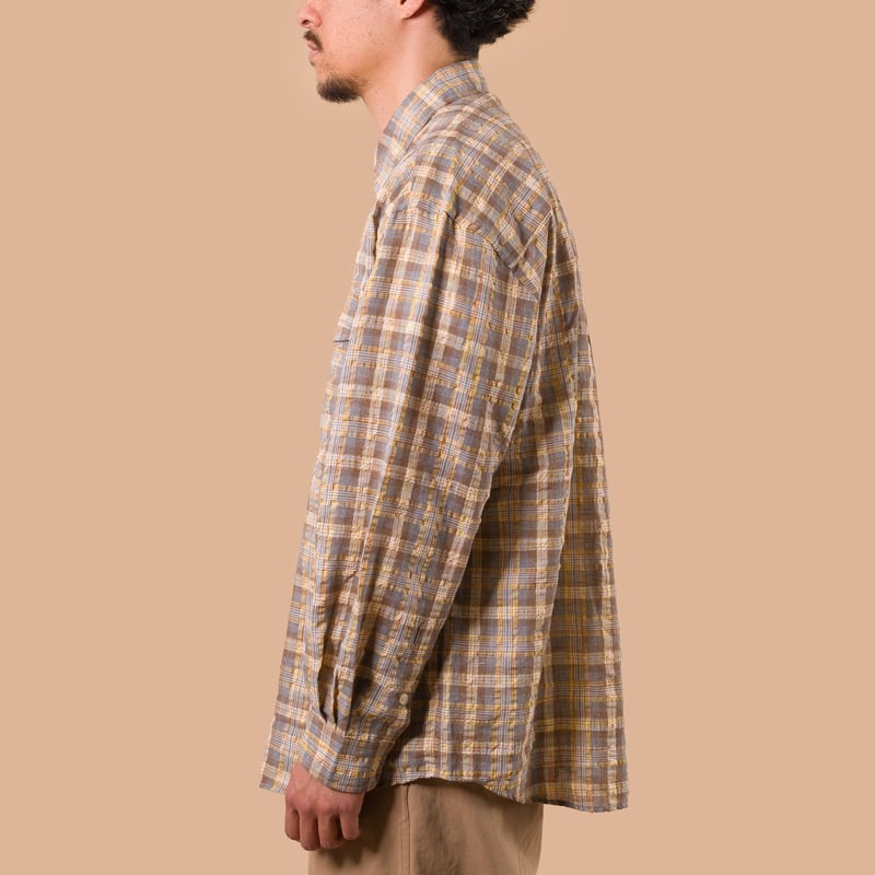 image flâneurs FRIZMWORKS / Uneven Check Shirt Yellow de profil