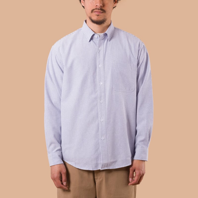image flâneurs FRIZMWORKS / OG Stripe Oversized Shirt Blue de face