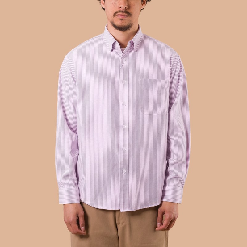 image flâneurs FRIZMWORKS / OG Stripe Oversized Shirt Purple de face