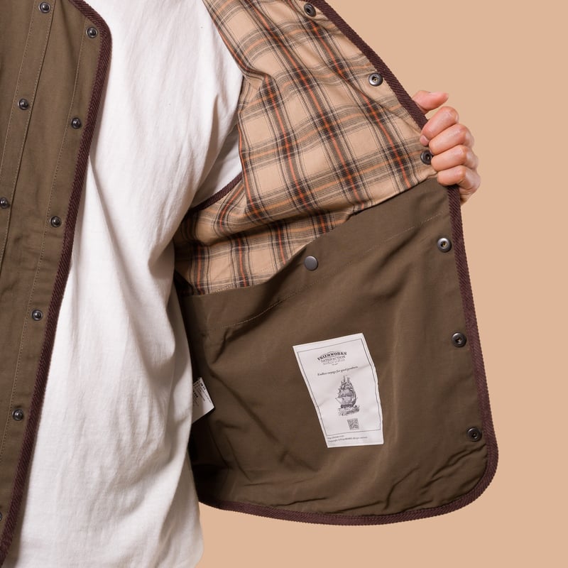 image flâneurs FRIZMWORKS / Heritage Hunting Vest olive de de détail intérieur