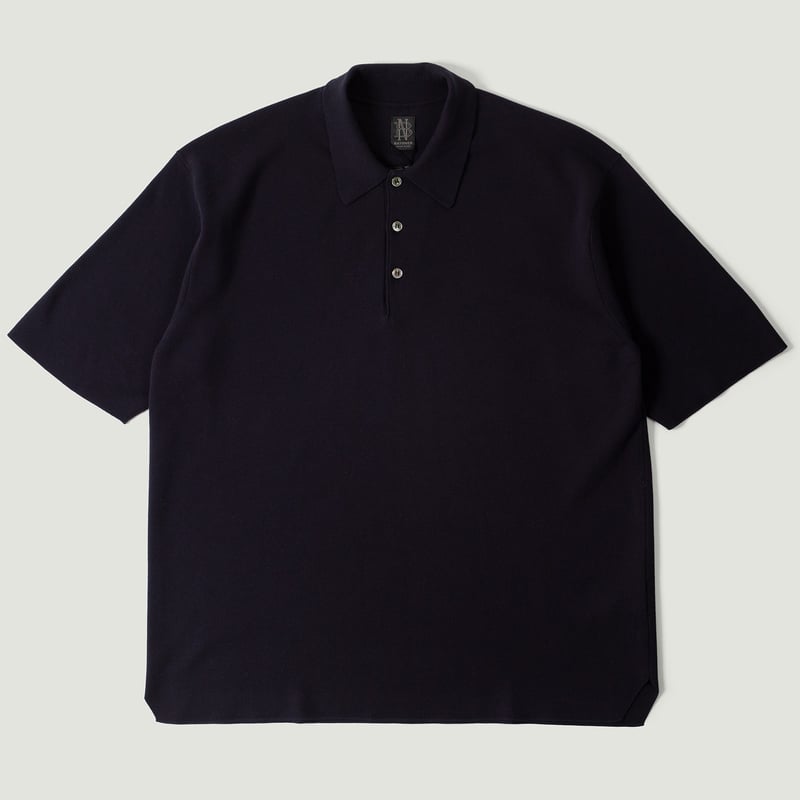 Vignettes flaneurs BATONER 32G Smooth Knit Short Sleeve Polo Navy