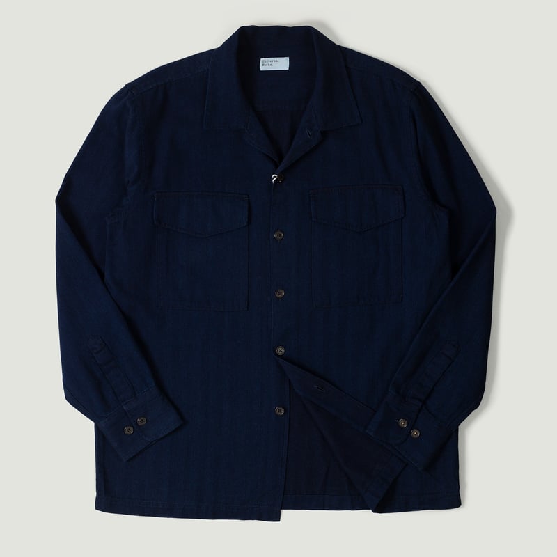 Vignettes flâneurs UNIVERSAL WORKS Attendant Shirt Indigo Recycled Herringbone