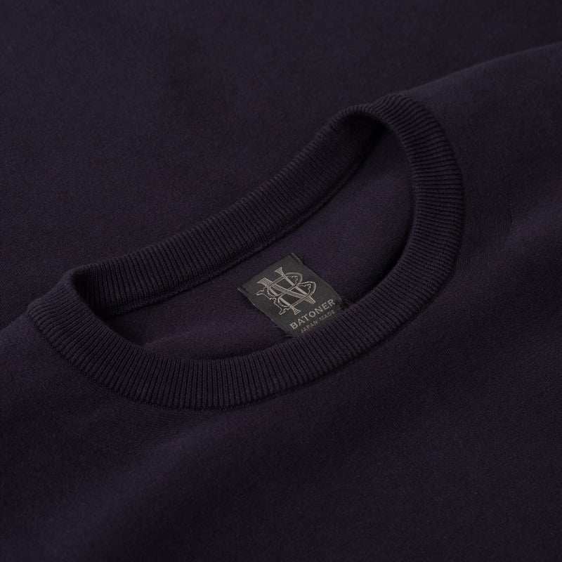 detail flaneurs BATONER  32G Smooth Knit Long Sleeve T-Shirt Navy col