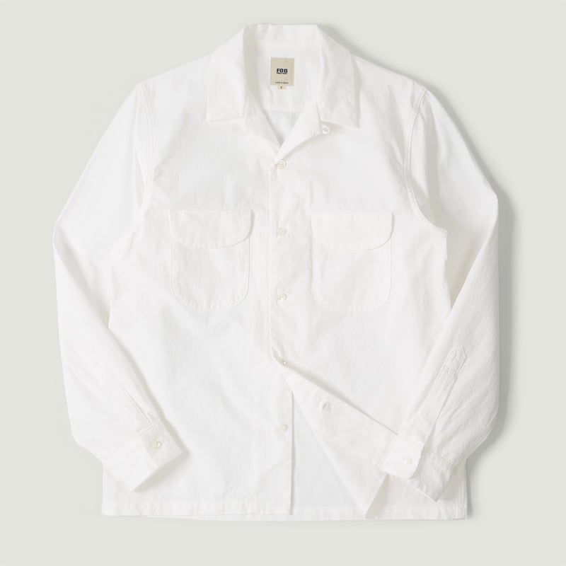 F3514 Open Collar Shirt White