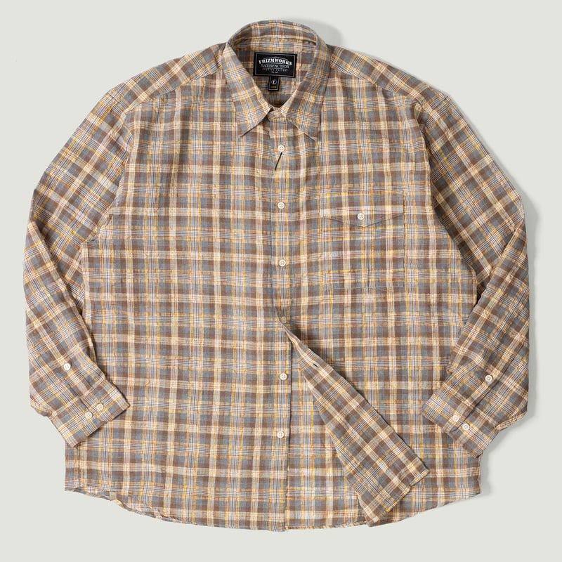 Vignettes flaneurs chemise large FRIZMWORKS Uneven Check Shirt Yellow