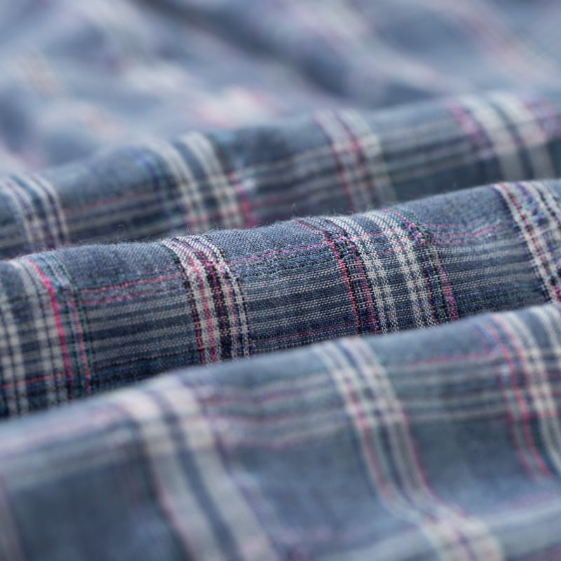 detail col flaneurs chemise large FRIZMWORKS Uneven Check Shirt Blue (2)