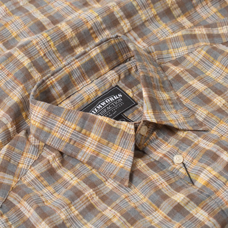 detail col flaneurs chemise large FRIZMWORKS Uneven Check Shirt Yellow (2)