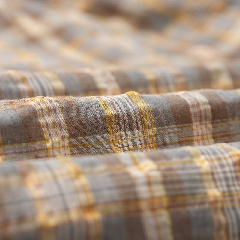 detail col flaneurs chemise large FRIZMWORKS Uneven Check Shirt Yellow (4)