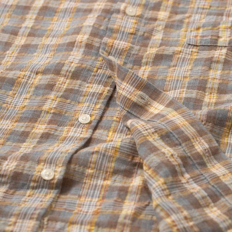 detail bouton flaneurs chemise large FRIZMWORKS Uneven Check Shirt Yellow (1)