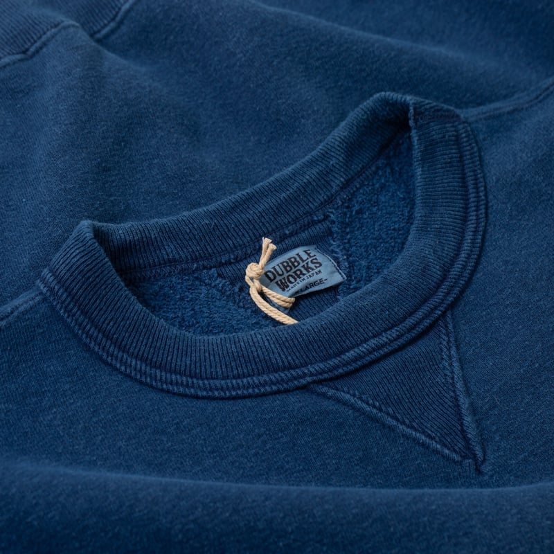 detail flaneurs col DUBBLE WORKS  Loopwheel Sweatshirt Indigo Dye