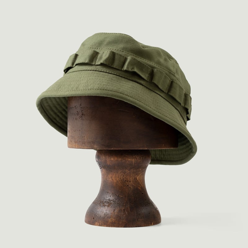 Vignettes flaneurs BEAMS PLUS chapeau Jungle Hat Back Satin Olive Green