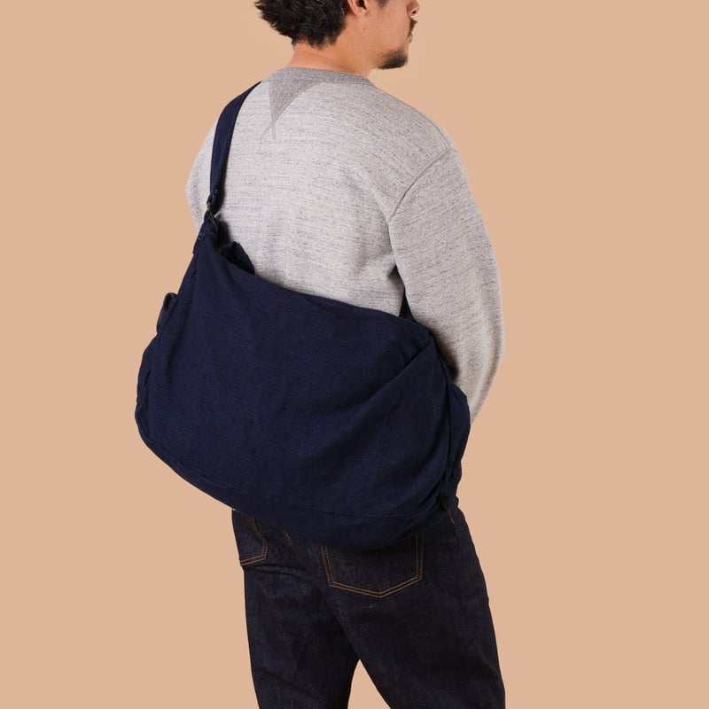 Heavy Canvas Shoulder Bag Sashiko Denim