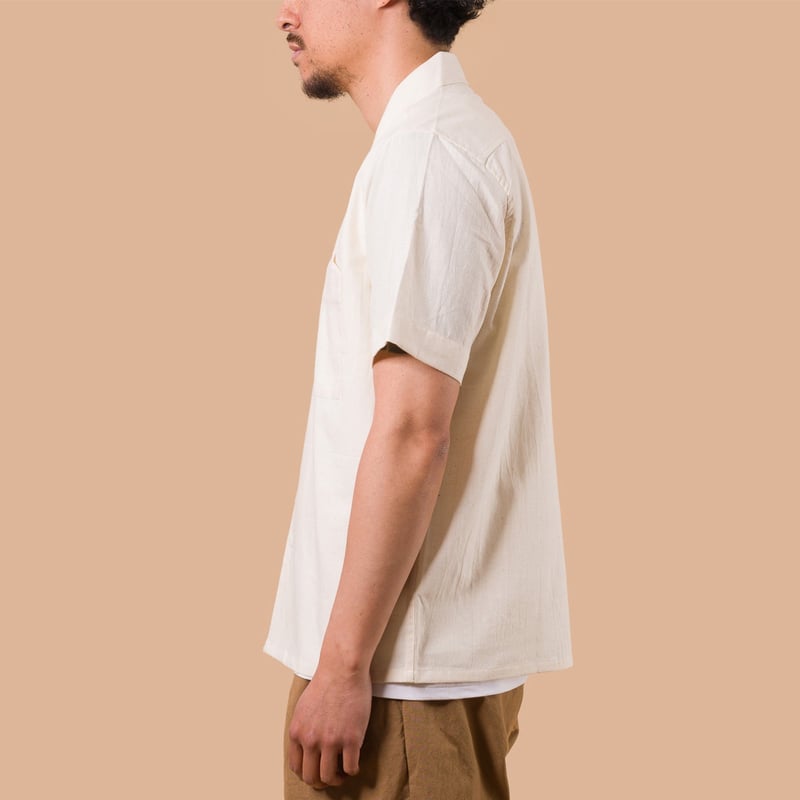 image flâneurs KARDO x FLANEURS / S/S Shirt Khadi Handloom Natural de profil