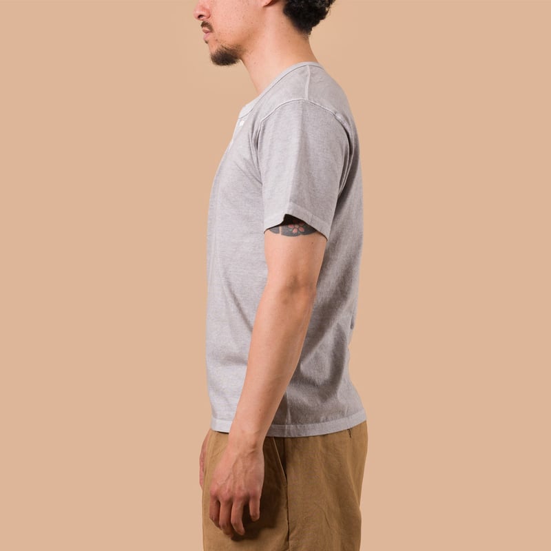 Short Sleeve Henley Tee in Ash Grey
