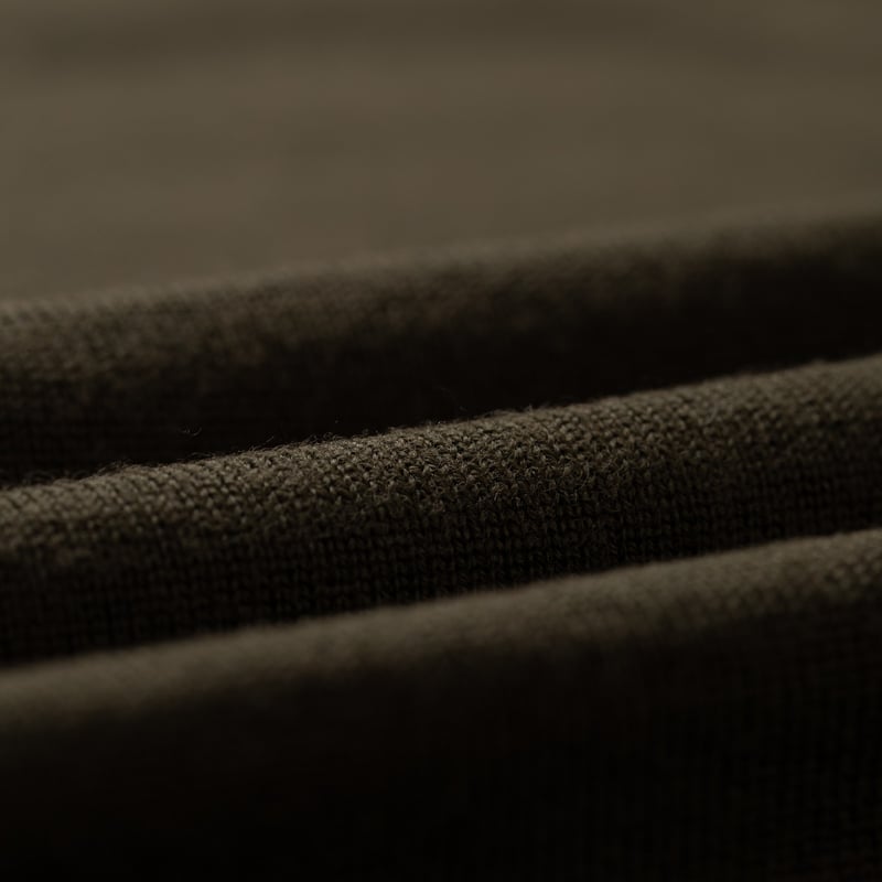 image flâneurs MOONCASTLE / 12G Wool Crewneck Short Sleeve Dark Olive détail matière