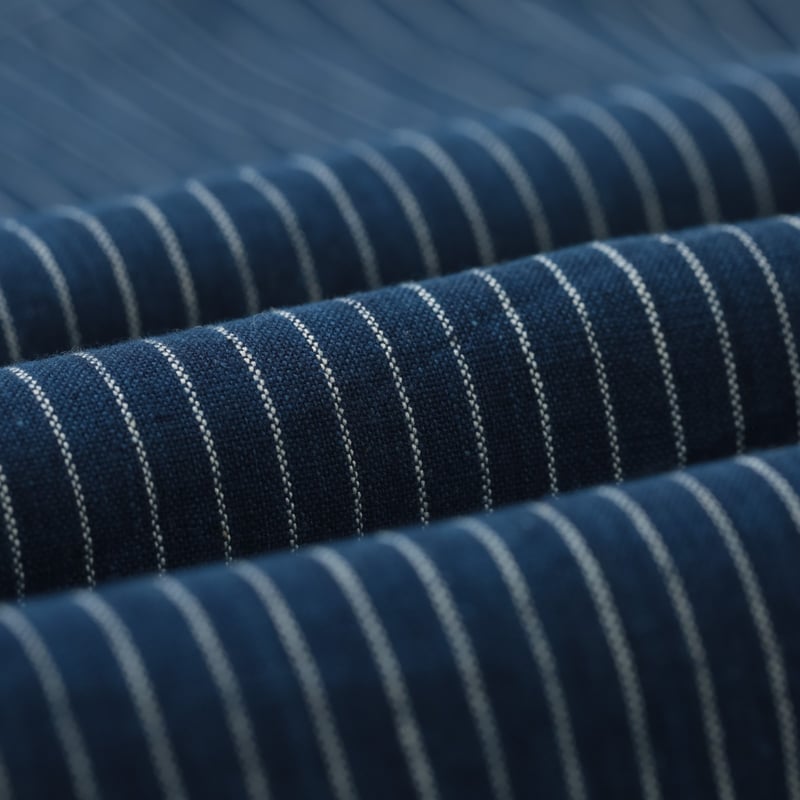 image détail KARDO x FLANEURS chemisette motif Shirt Handwoven Stripes Indigo (1)