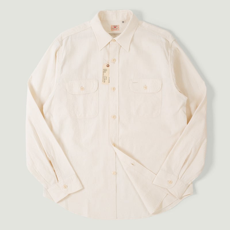 Long Sleeve Chambray Work Shirt White