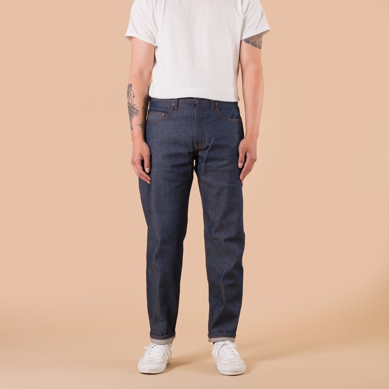 image flâneurs NAKED & FAMOUS EasyGuy Natural Indigo Selvedge porté de face