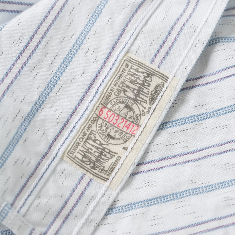 détails flaneurs SUGAR CANE Fiction Romance 6oz Indigo Stripe Work Shirt (4)