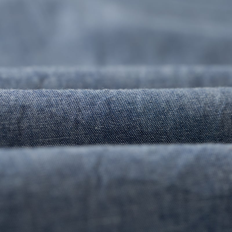 détails flaneurs SUGAR CANE Long Sleeve Chambray Work Shirt Blue (1)