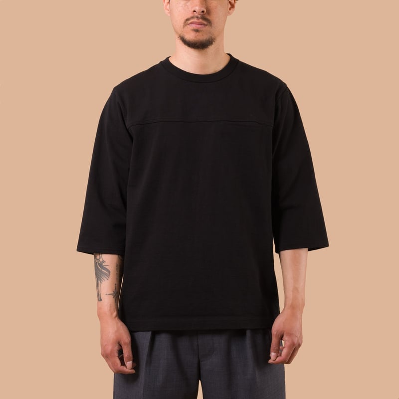 image flaneurs porté JACKMAN Dotsume Pocket HS T-Shirt Black de face