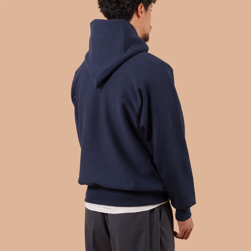 image porté flaneurs sweat WAREHOUSE & CO.   Lot. 484 Plain Hooded Sweatshirt Navy de dos