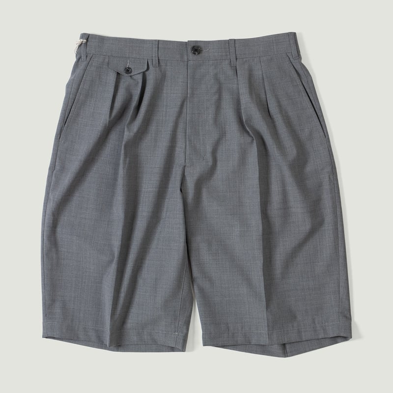 2 Pleats Wool Tropical Grey Shorts
