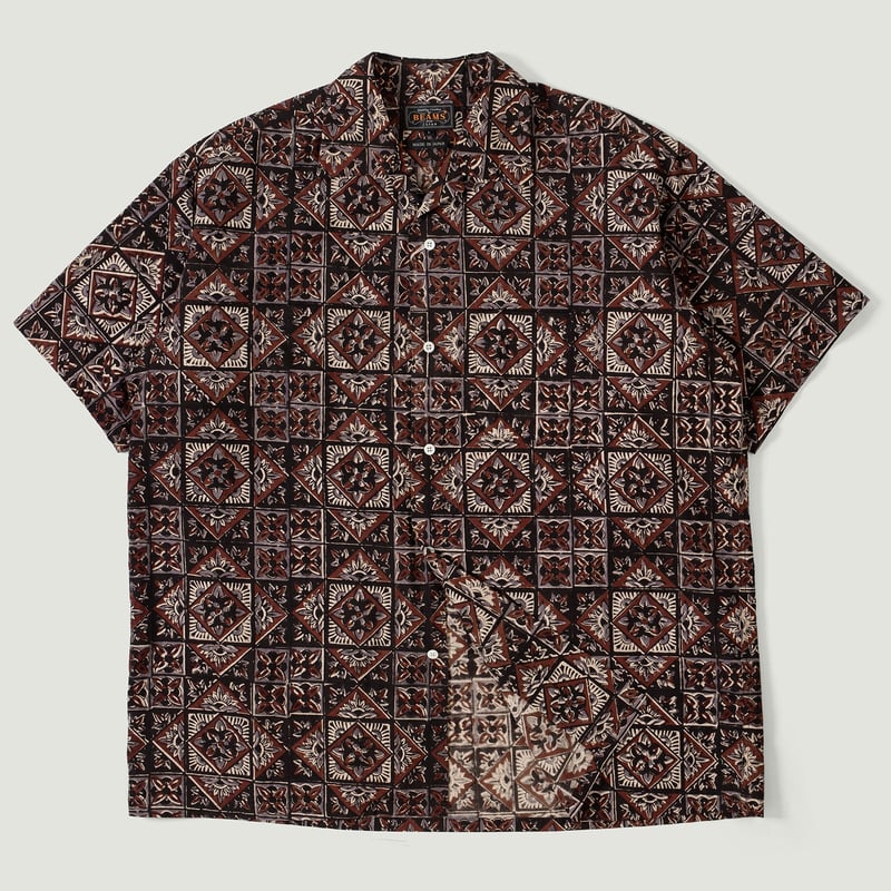 Vignettes flaneurs BEAMS PLUS chemisette Open Collar Block Print Purple