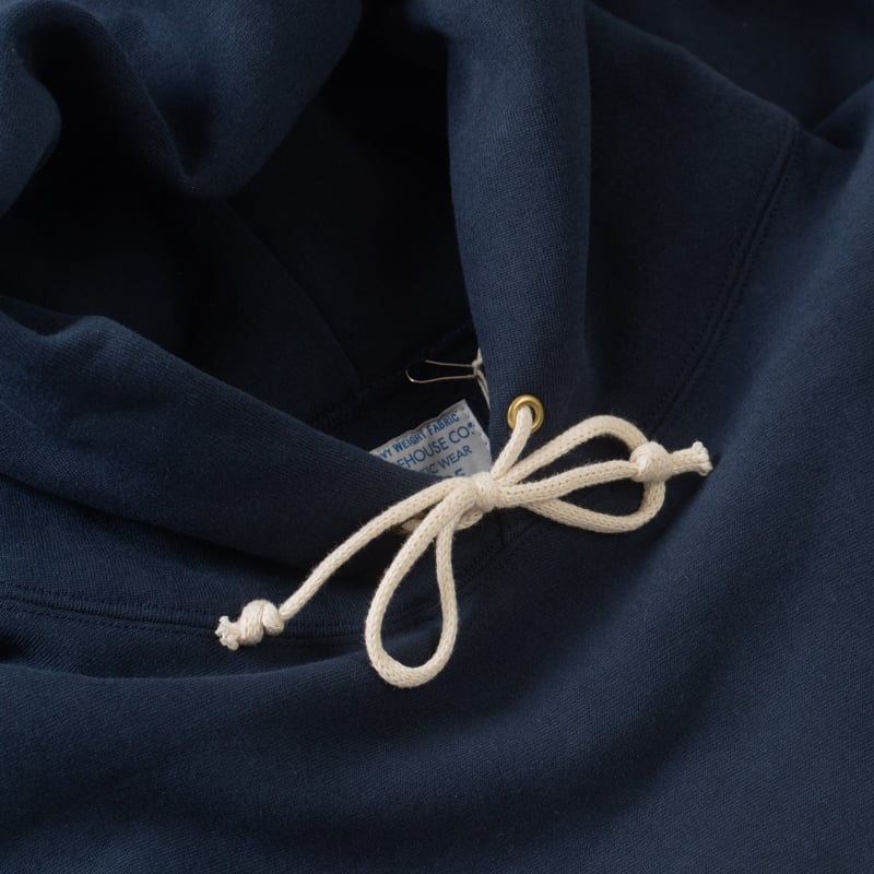 détails Vignettes flaneurs WAREHOUSE & CO.  Lot. 484 Plain Hooded Sweatshirt Navy (2)