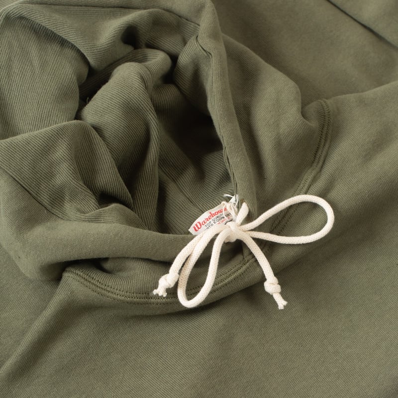 détails flaneurs WAREHOUSE & CO.  Lot. 450 Two Needle Hooded Sweatshirt OD Green (2)