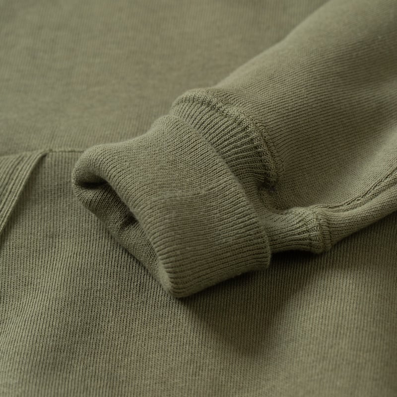 détails flaneurs WAREHOUSE & CO.  Lot. 450 Two Needle Hooded Sweatshirt OD Green (3)